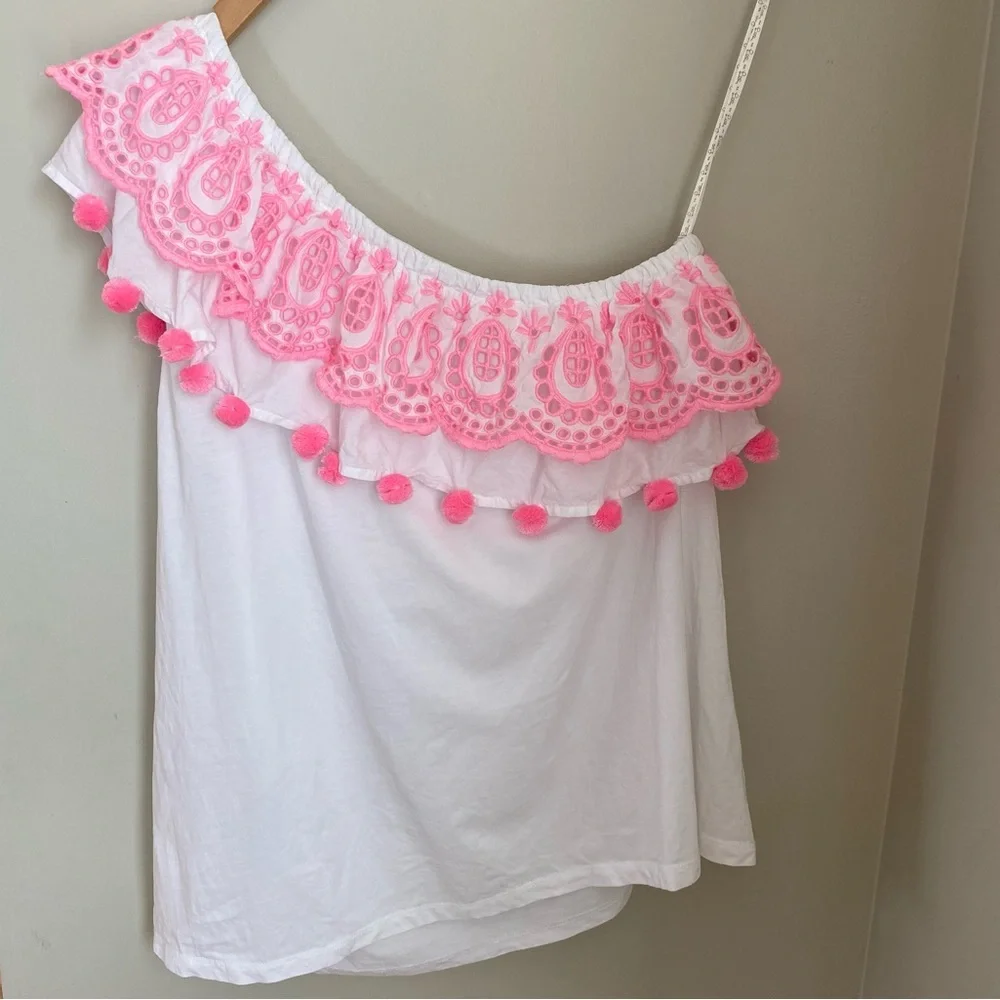 Lilly Pulitzer Idara One-shoulder Top Resort White XL Beach Vacation Tropical - Picture 3 of 13